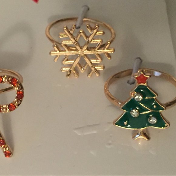 H&M 7x Christmas Rings S/M or M/L - Santa Bow Tree - Picture 4 of 9